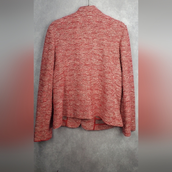 Talbots Jacket Women's 14p Multicolor Soft Tweed Blazer Long Sleeve Knit Red - Picture 2 of 8